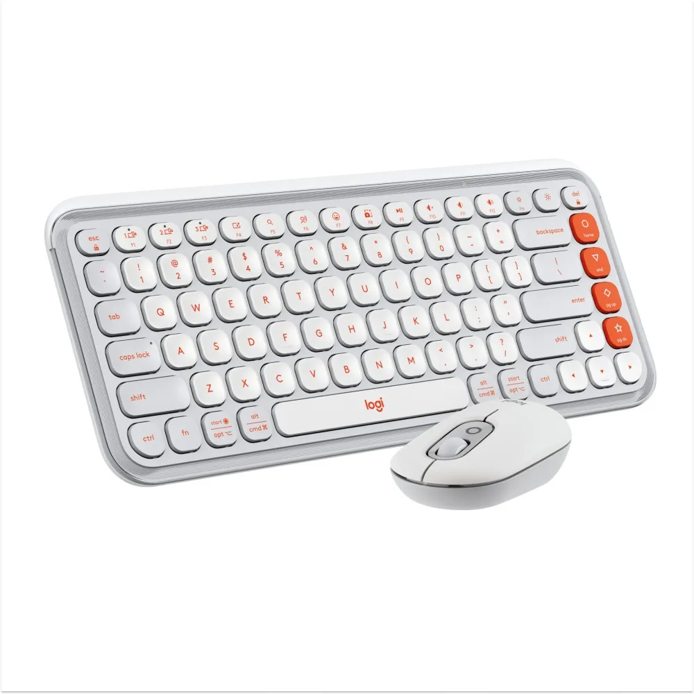 Combo Teclado Y Mouse Logitech Pop Icon · Lila Y Blanco