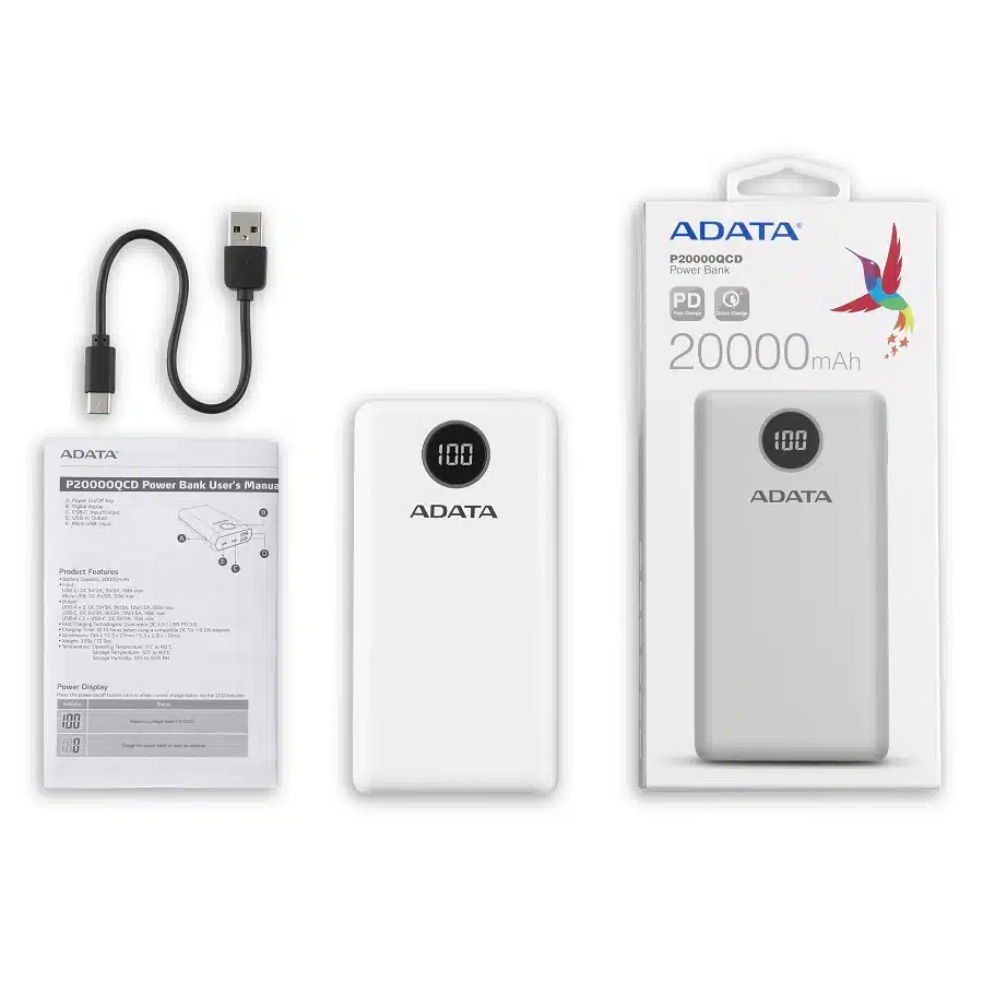 Power Bank Adata P20000QCD · Carga Rapida