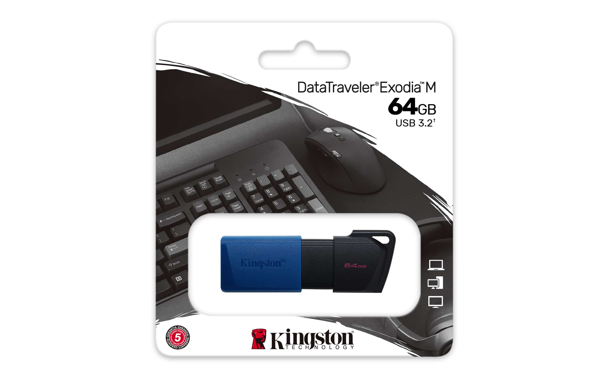 Memoria USB Kingston Datatraveler 3.2 Dtx Exodia M · Negra Con Azul