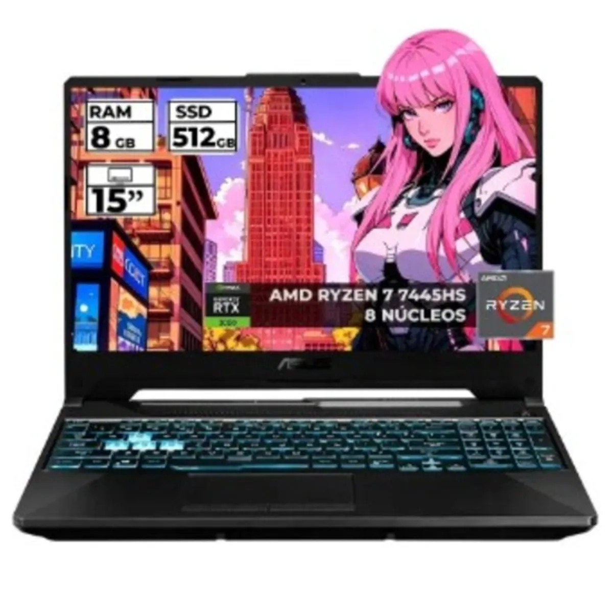 Asus Tuf FA506NCG-HN204 · AMD Ryzen 7 7445HS · 8GB DDR5 · 512GB SSD · Black