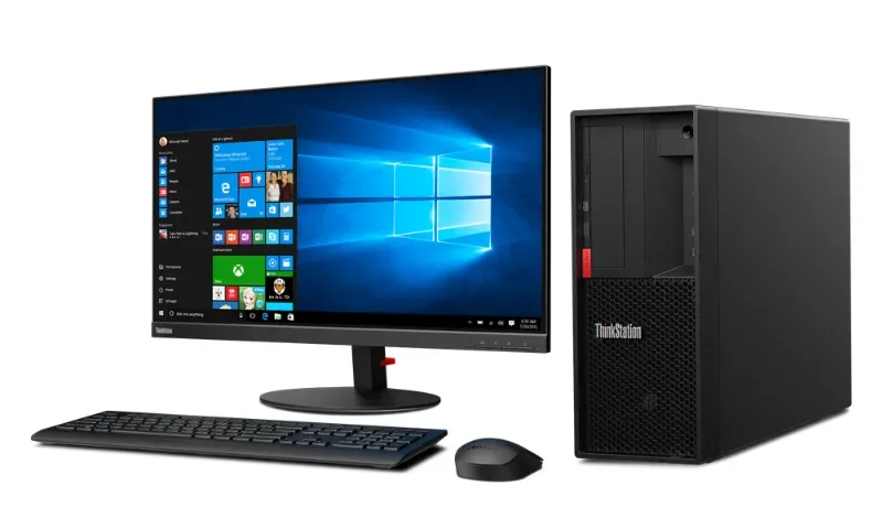 Estación de trabajo Lenovo ThinkStation P330 + monitor 23" – Xeon E-2234, 32 GB, SSD 512 GB (usado)